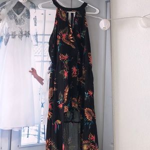 Long Black Colorful Half Romper-Half Dress